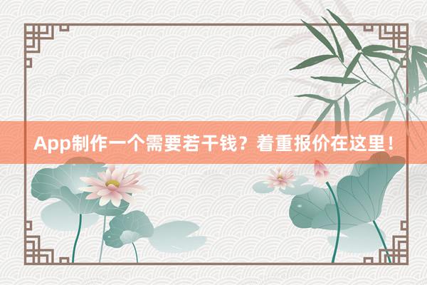 App制作一个需要若干钱？着重报价在这里！